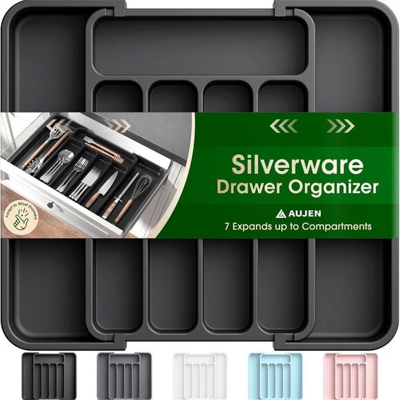 Silverware Organizer - Expandable Kitchen Drawer Organizer, Adjustable Utensil O - Picture 1 of 6